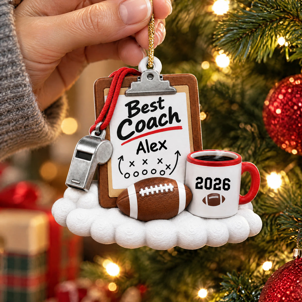Best Coach Playbook - Personalized Acrylic Ornament, Christmas Gift For Football Coach