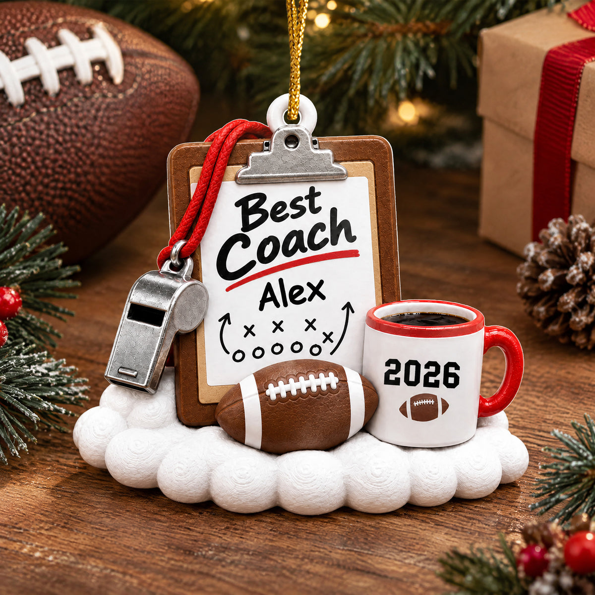 Best Coach Playbook - Personalized Acrylic Ornament, Christmas Gift For Football Coach