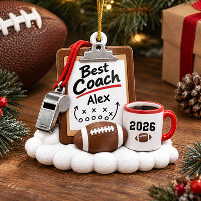 Best Coach Playbook - Personalized Acrylic Ornament, Christmas Gift For Football Coach