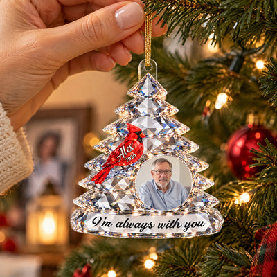 Always Beside You Until We Meet - Personalized Acrylic Ornament, Custom Photo Cardinal Memorial Christmas Holiday Ornament