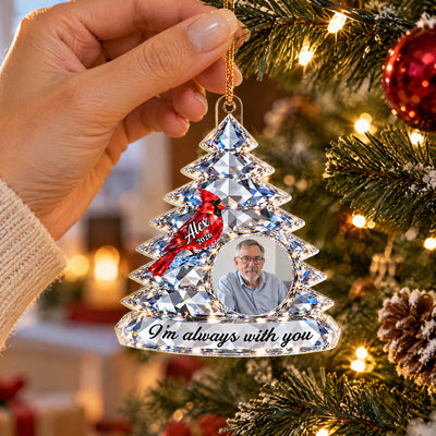 Always Beside You Until We Meet - Personalized Acrylic Ornament, Custom Photo Cardinal Memorial Christmas Holiday Ornament