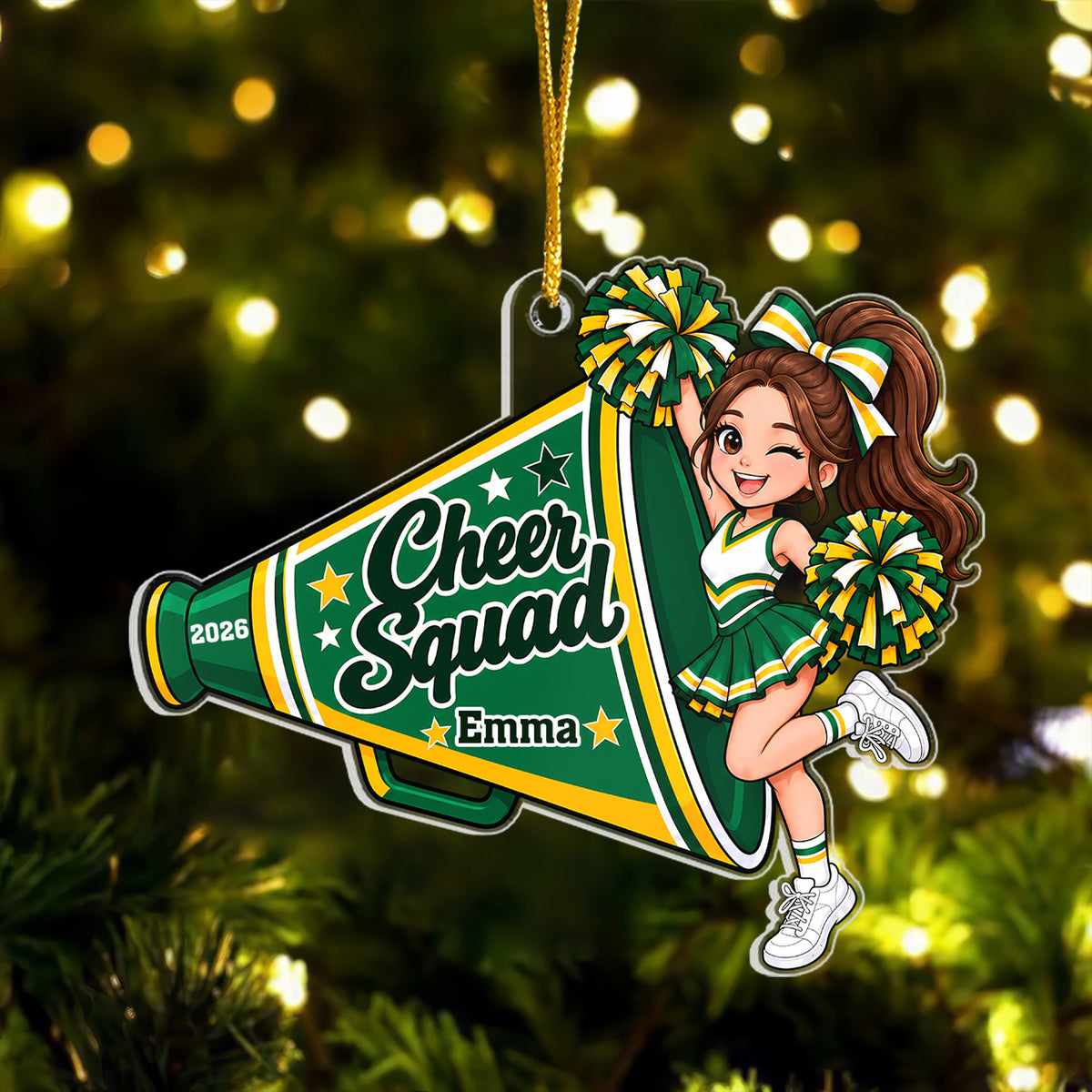 Cheer All Day, Sparkle All Season - Personalized Acrylic Ornament, Gift For Cheerleader