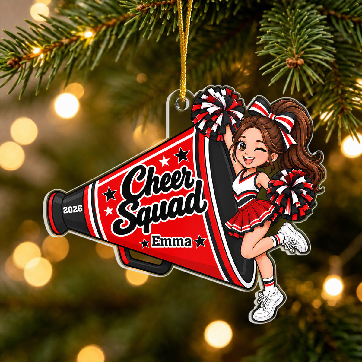 Cheer All Day, Sparkle All Season - Personalized Acrylic Ornament, Gift For Cheerleader