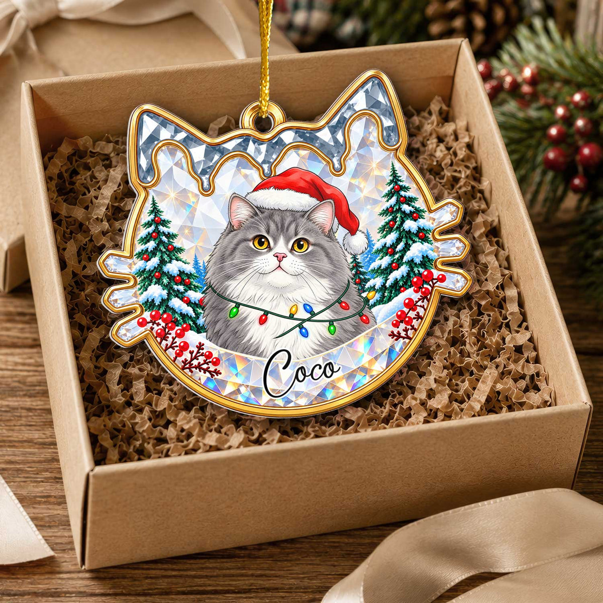 Your Favorite Furry Family Member -  Personalized Acrylic Ornament, Faux Crystal Pet Portrait