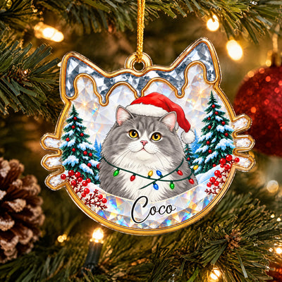 Your Favorite Furry Family Member -  Personalized Acrylic Ornament, Faux Crystal Pet Portrait