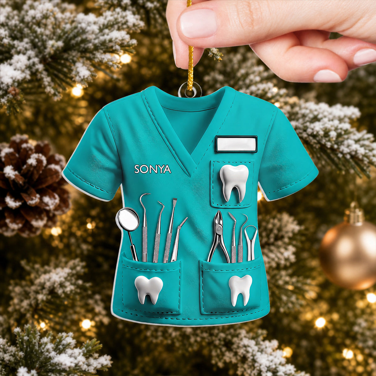 Dentist Uniform- Personalized Acrylic Ornament, Dentist Uniform Custom Name
