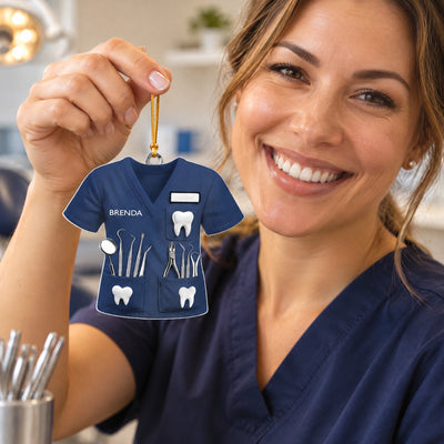 Dentist Uniform- Personalized Acrylic Ornament, Dentist Uniform Custom Name