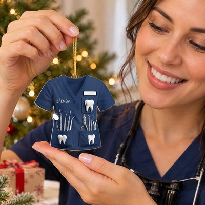 Dentist Uniform- Personalized Acrylic Ornament, Dentist Uniform Custom Name