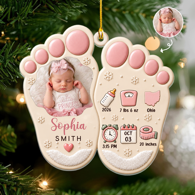 The Sweetest Gift We Ever Received – Personalized Acrylic Ornament, New Baby Christmas Ornament With Custom Photo, Baby Footprint Ornament