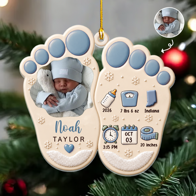 The Sweetest Gift We Ever Received – Personalized Acrylic Ornament, New Baby Christmas Ornament With Custom Photo, Baby Footprint Ornament