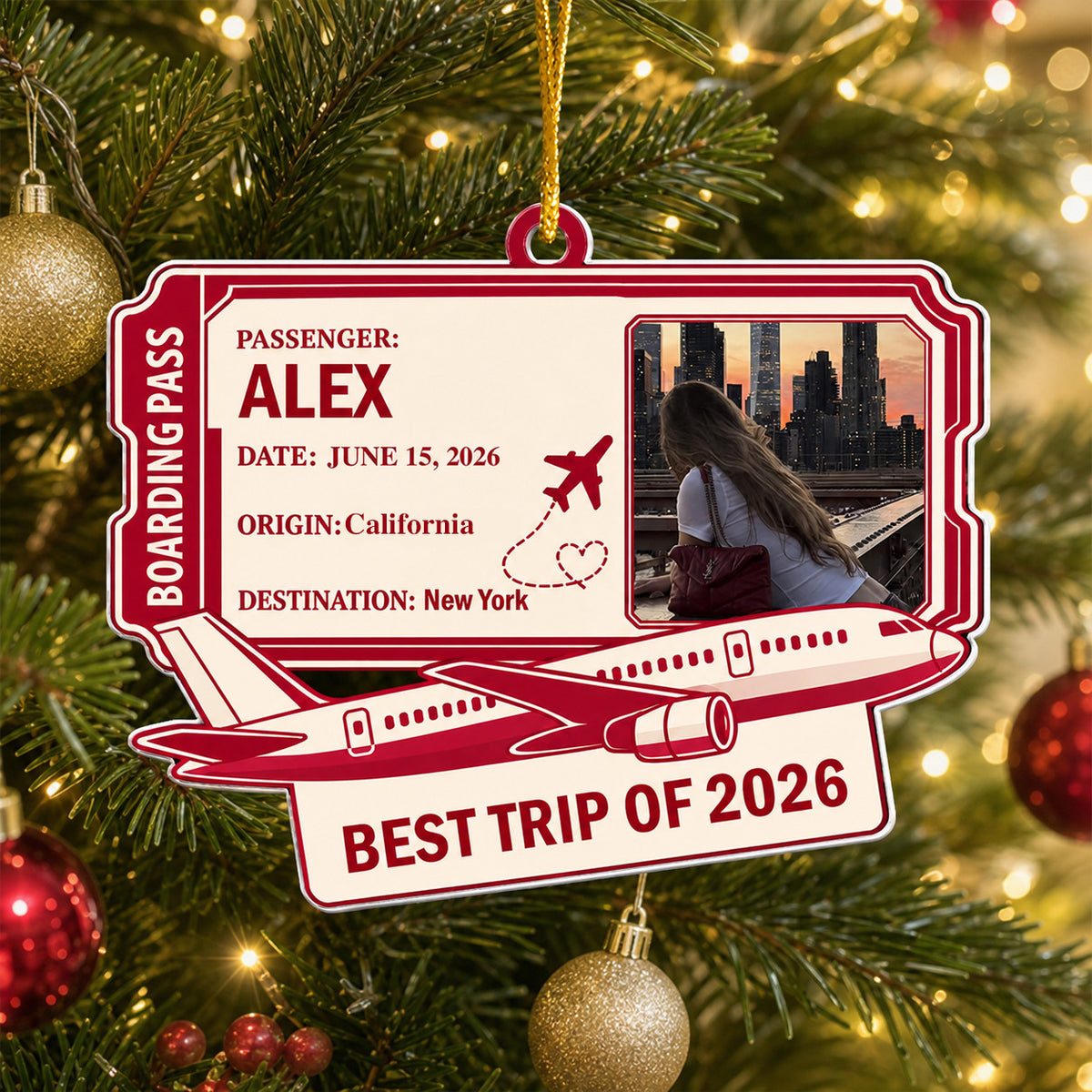 Best Trips Of The Year - Personalized Acrylic Ornament, Custom Boarding Pass Travel Memory Ornament