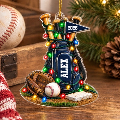 Baseball Gear Faux-3D - - Personalized Acrylic Ornament, Gift for Baseball Lovers