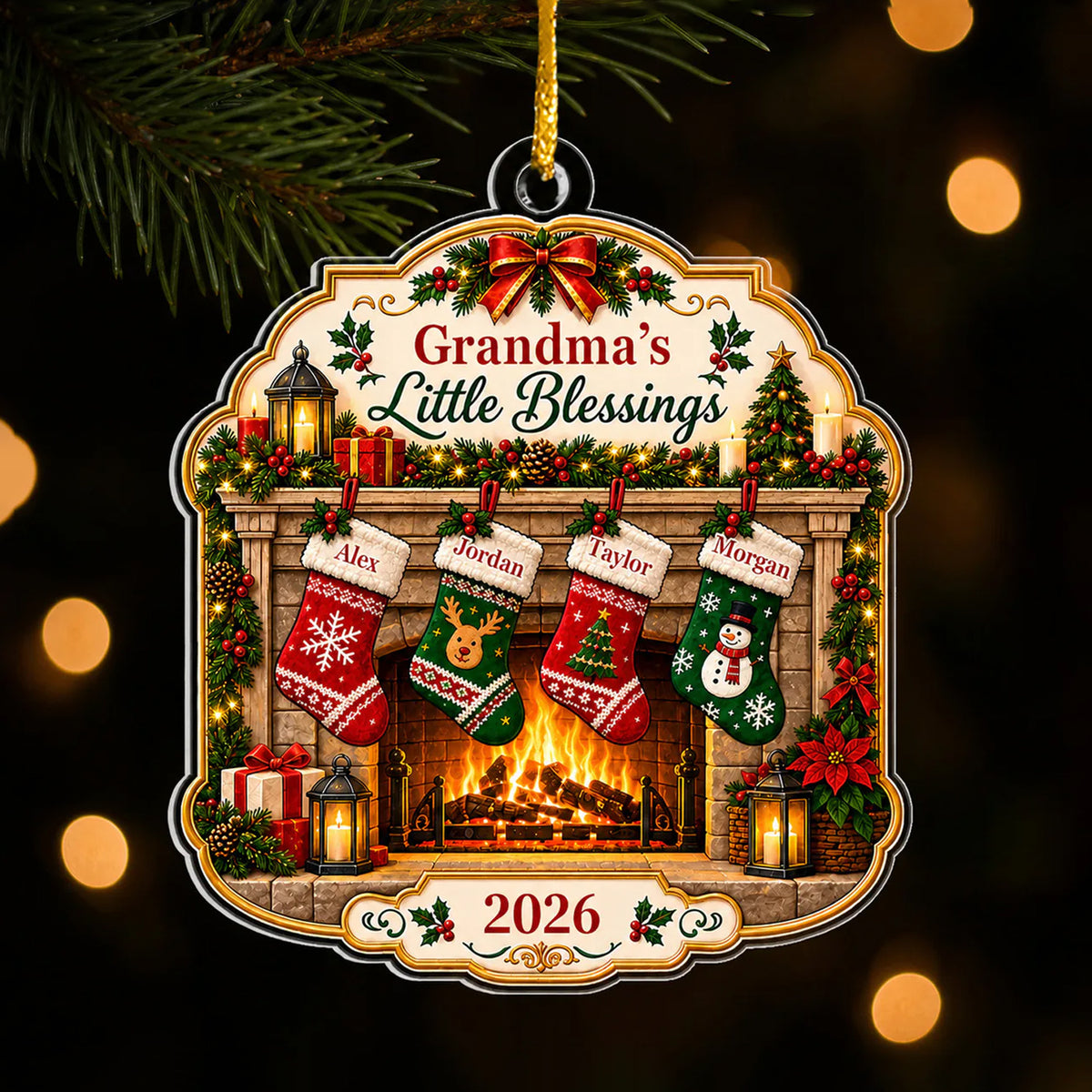 Grandma's Little Blessings- Personalized Acrylic Ornament, Grandma Gift, Nana Christmas Home Decor