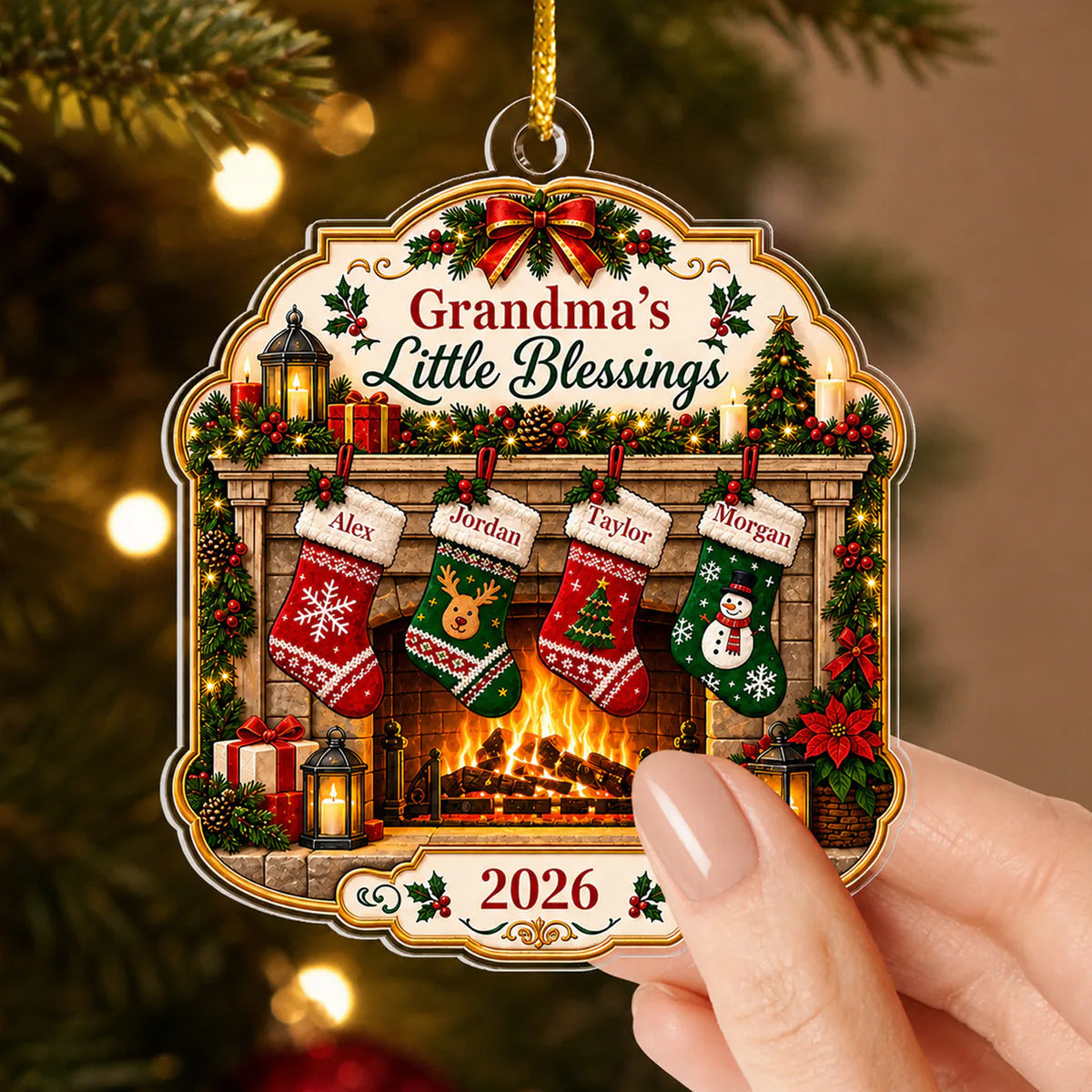 Grandma's Little Blessings- Personalized Acrylic Ornament, Grandma Gift, Nana Christmas Home Decor