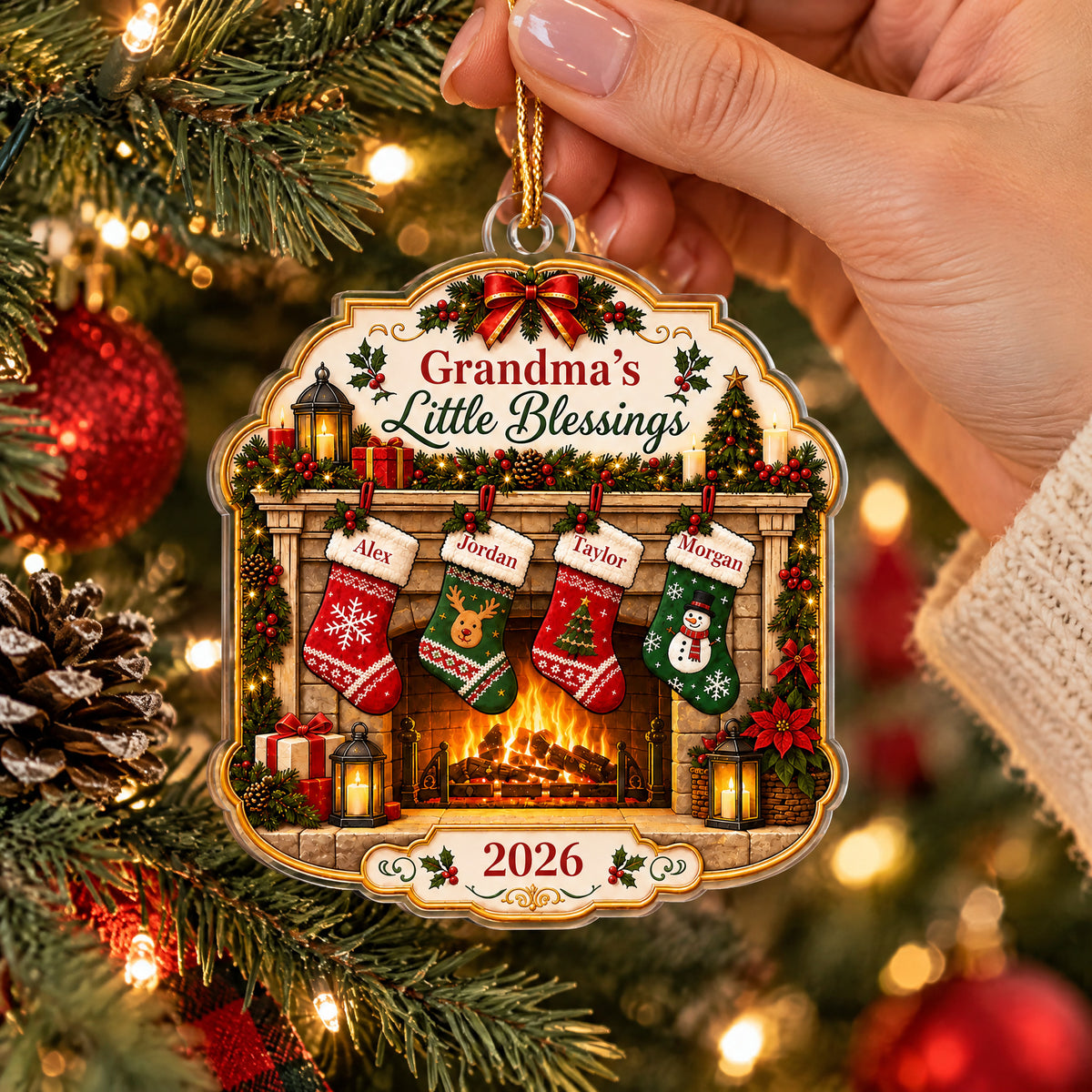 Grandma's Little Blessings- Personalized Acrylic Ornament, Grandma Gift, Nana Christmas Home Decor