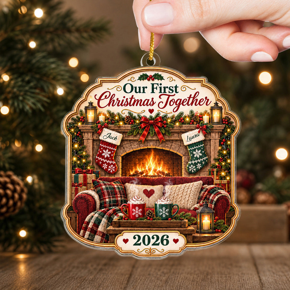 Our First Christmas Together - Personalized Acrylic Ornament, Christmas Couple Gift