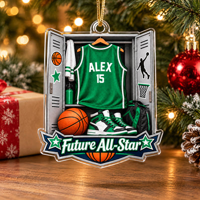 Basketball Locker Room Jersey- Personalized Acrylic Ornament, Christmas Gift For Son, Grandson