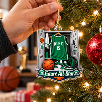 Basketball Locker Room Jersey- Personalized Acrylic Ornament, Christmas Gift For Son, Grandson
