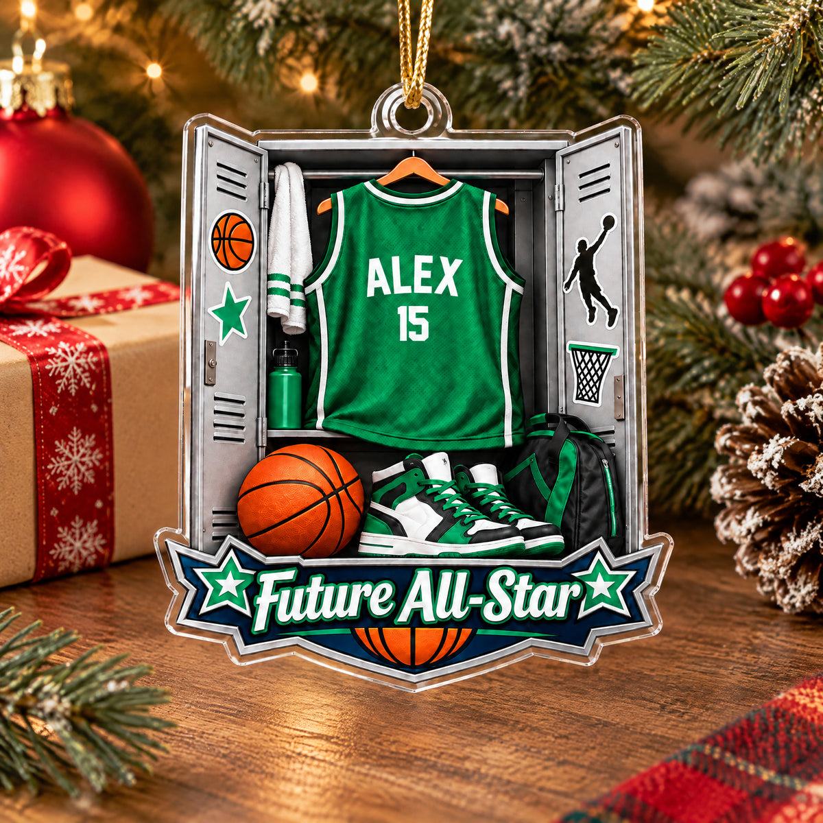 Basketball Locker Room Jersey- Personalized Acrylic Ornament, Christmas Gift For Son, Grandson