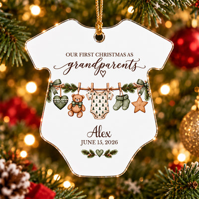 Tiny Toes Endless Love - Personalized Acrylic Ornament, Custom Name Baby Christmas Ornament, First Grandchild Keepsake