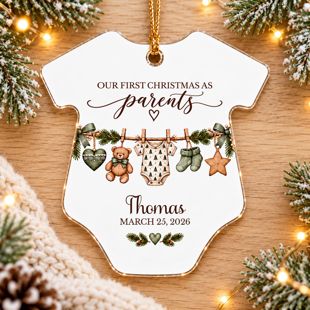 Tiny Toes Endless Love - Personalized Acrylic Ornament, Custom Name Baby Christmas Ornament, First Grandchild Keepsake