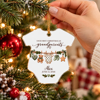 Tiny Toes Endless Love - Personalized Acrylic Ornament, Custom Name Baby Christmas Ornament, First Grandchild Keepsake