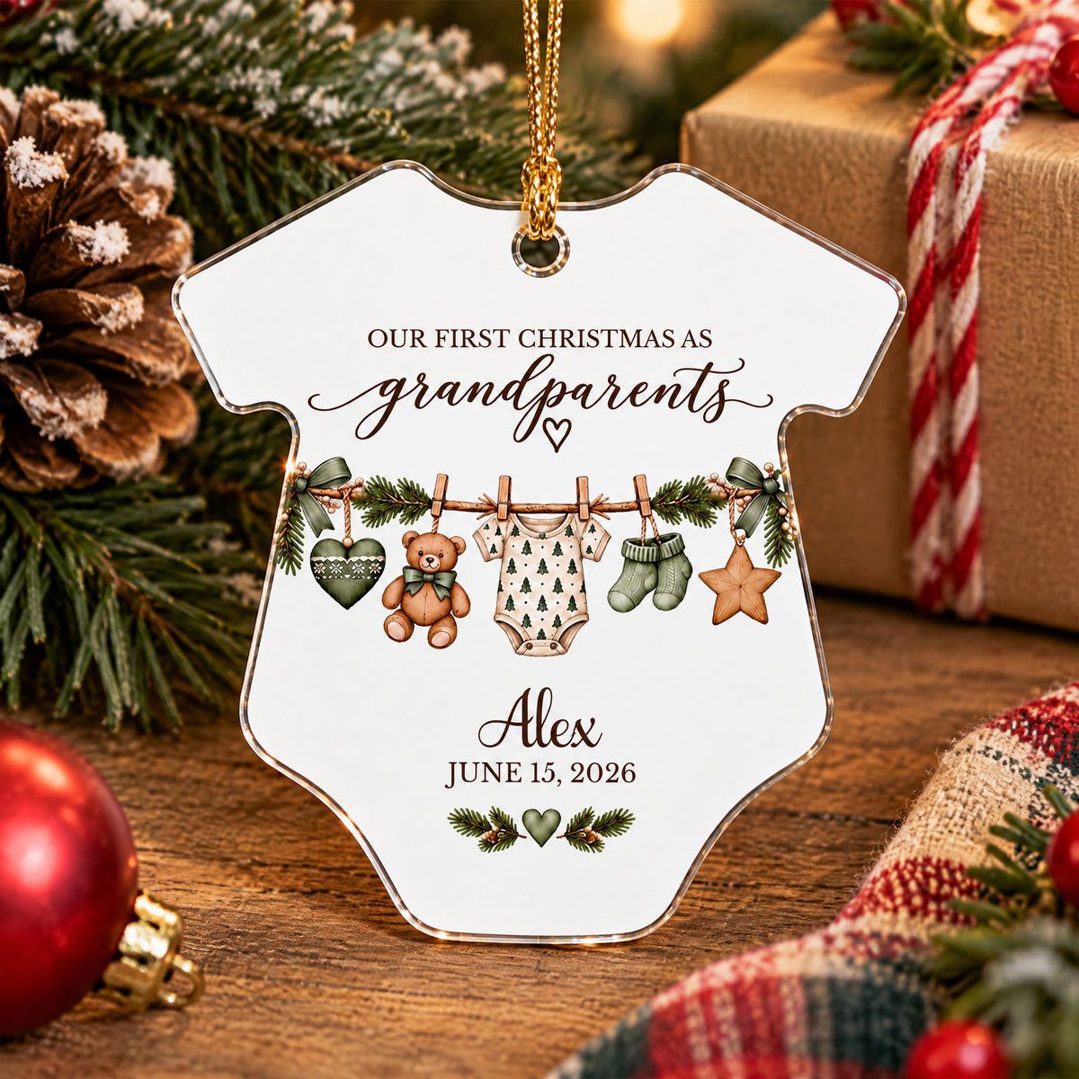 Tiny Toes Endless Love - Personalized Acrylic Ornament, Custom Name Baby Christmas Ornament, First Grandchild Keepsake