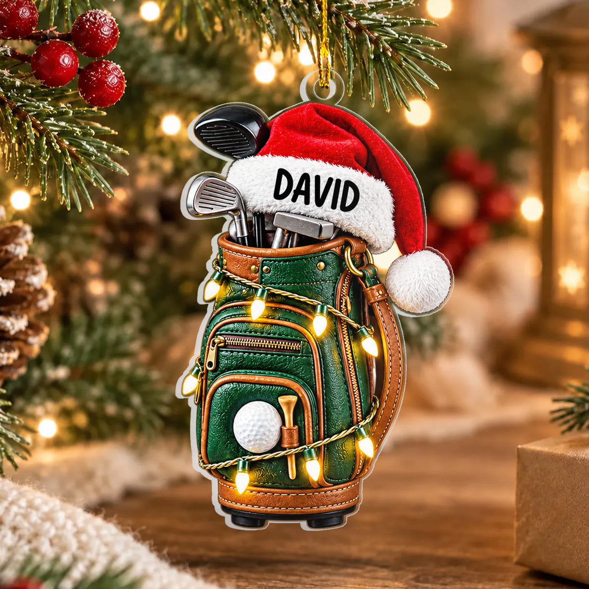 Golf Bag Christmas - Personalized Acrylic Ornament, Gift For Golf Lovers, Golf Bag Gift Ornament