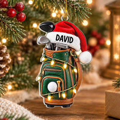 Golf Bag Christmas - Personalized Acrylic Ornament, Gift For Golf Lovers, Golf Bag Gift Ornament