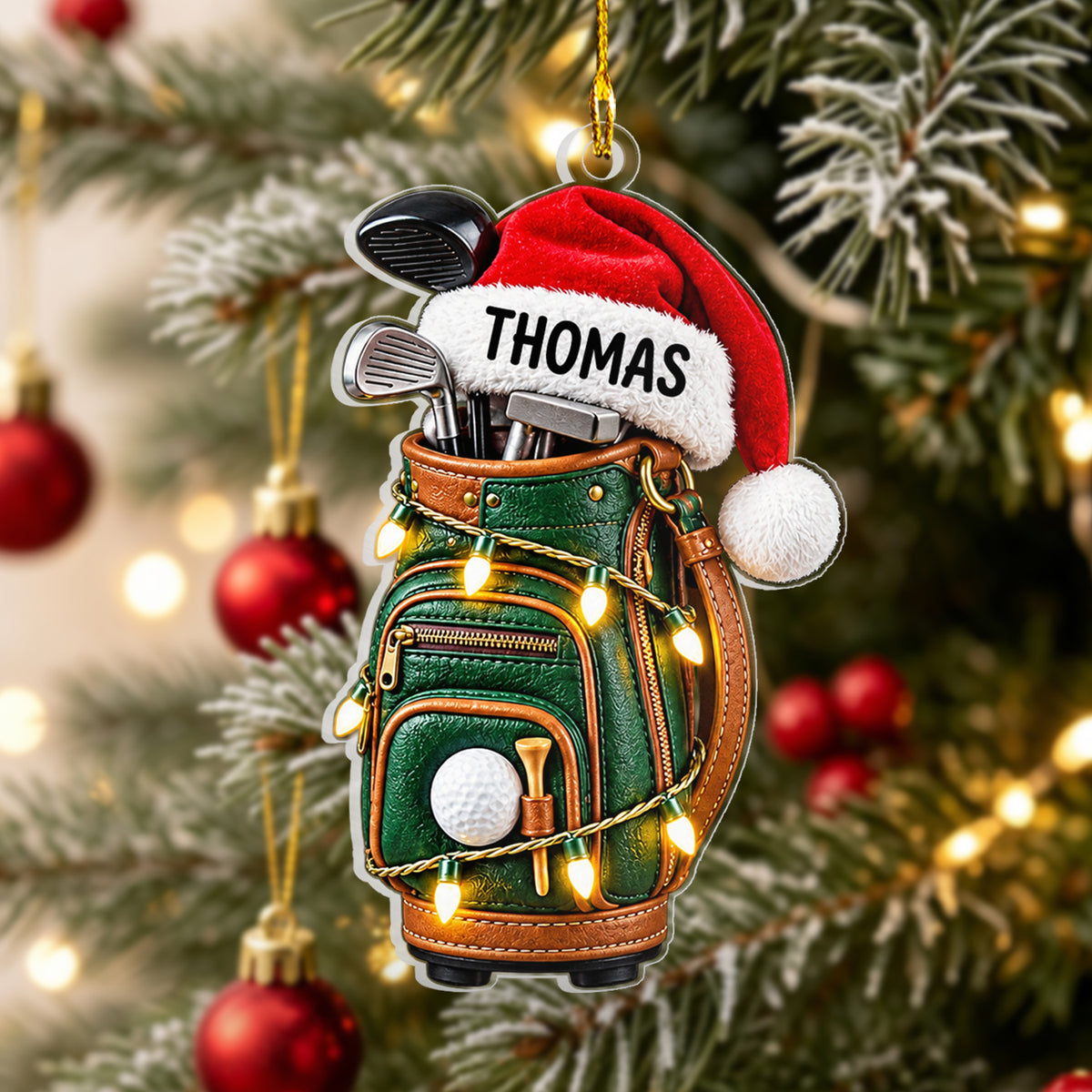 Golf Bag Christmas - Personalized Acrylic Ornament, Gift For Golf Lovers, Golf Bag Gift Ornament