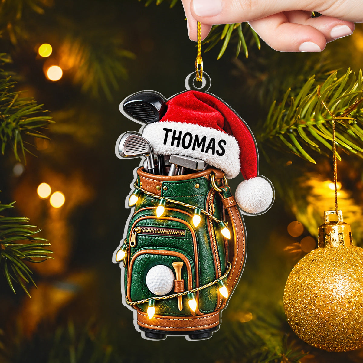 Golf Bag Christmas - Personalized Acrylic Ornament, Gift For Golf Lovers, Golf Bag Gift Ornament