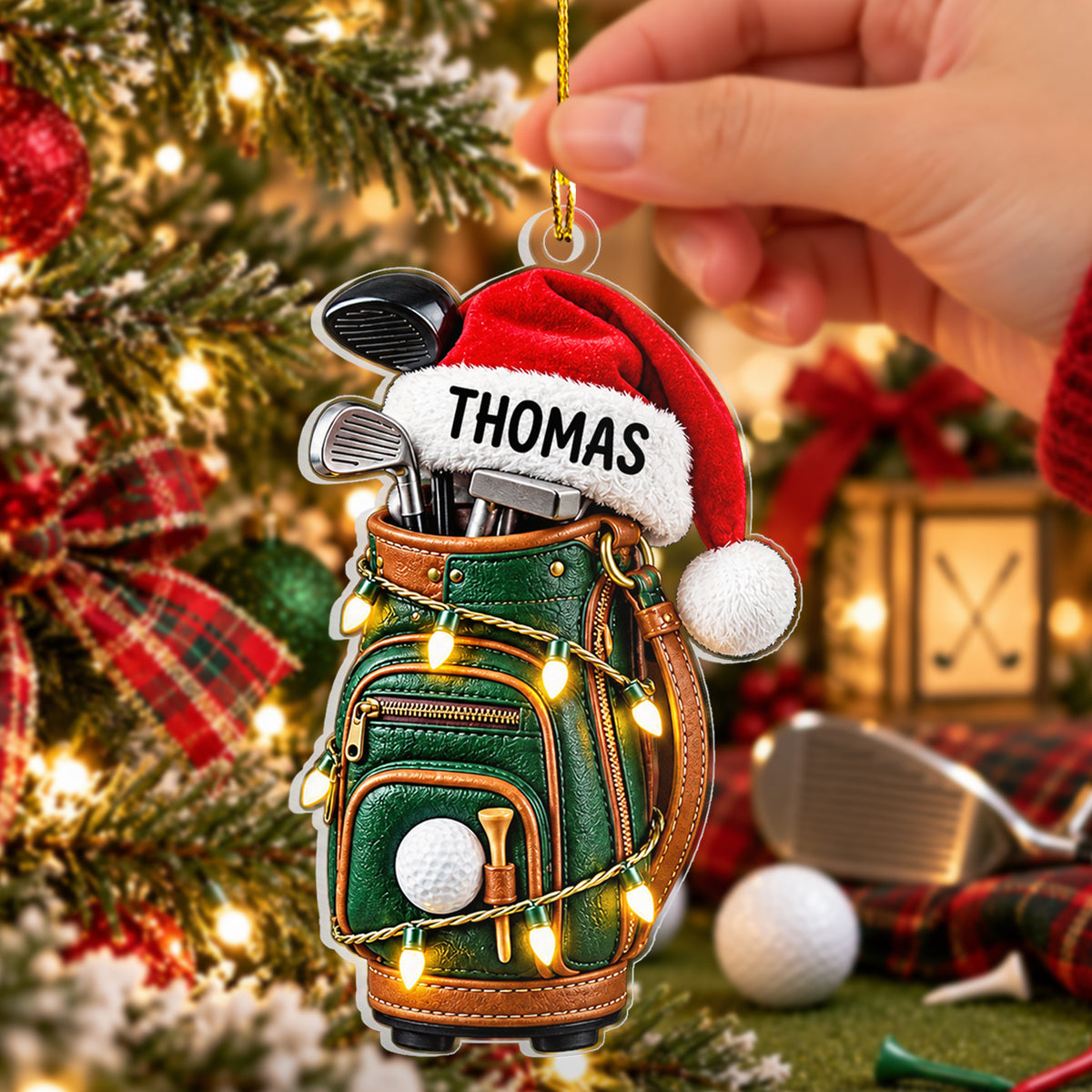 Golf Bag Christmas - Personalized Acrylic Ornament, Gift For Golf Lovers, Golf Bag Gift Ornament