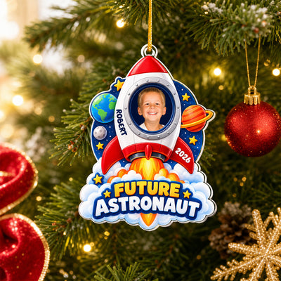 Future Astronaut - Personalized Acrylic Ornament, Custom Name Rocket Ship Acrylic Ornament, Gift for Kids