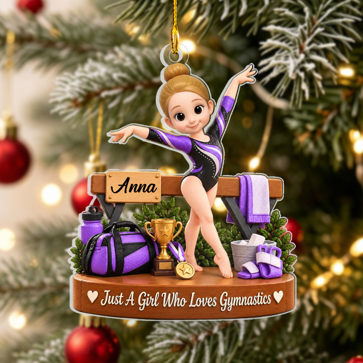 Just a Girl Who Loves Gymnastics - Personalized Acrylic Ornament, Christmas Gift For Gymnastics Lovers