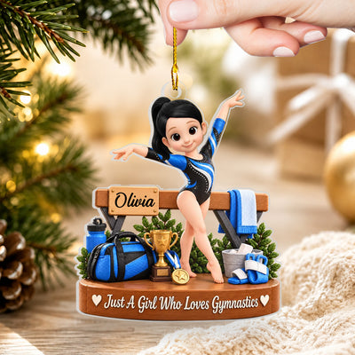 Just a Girl Who Loves Gymnastics - Personalized Acrylic Ornament, Christmas Gift For Gymnastics Lovers