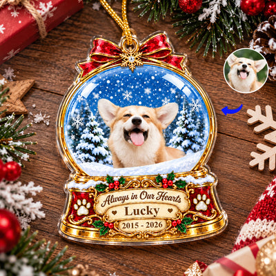 Christmas In Heaven - Personalized Acrylic Ornament, Custom Snow Globe Pet Memorial, Christmas Gift