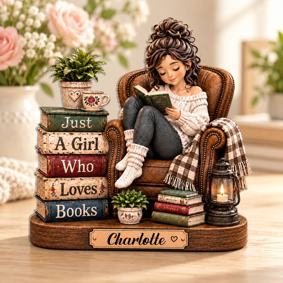 Just A Girl Who Loves Books- Personalized Acrylic Plaque, Book LoverGift, Gift For Her