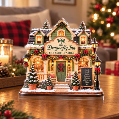 Home Is Where Christmas Lives - Personalized Acrylic Plaque, Custom Name Family Christmas House