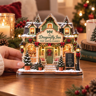 Home Is Where Christmas Lives - Personalized Acrylic Plaque, Custom Name Family Christmas House
