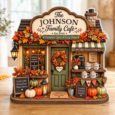 Autumn Family Cafe - Personalized Acrylic Plaque, Thanksgiving Family Gift, Fall Home Decor