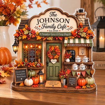 Autumn Family Cafe - Personalized Acrylic Plaque, Thanksgiving Family Gift, Fall Home Decor