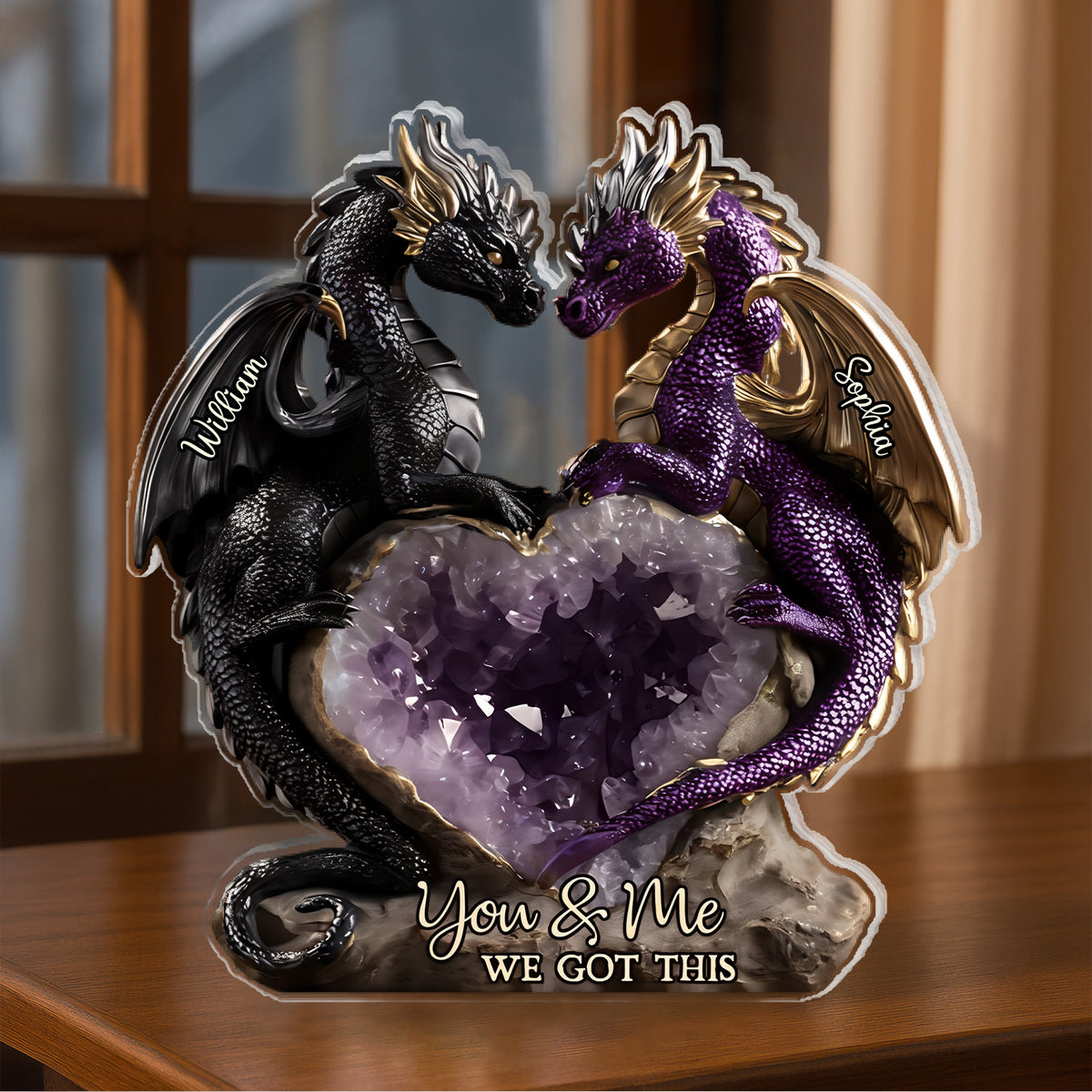 You &amp; Me, We Got This- Personalized Acrylic Plaque, Custom Dragon Home Decor,  Couple Gift