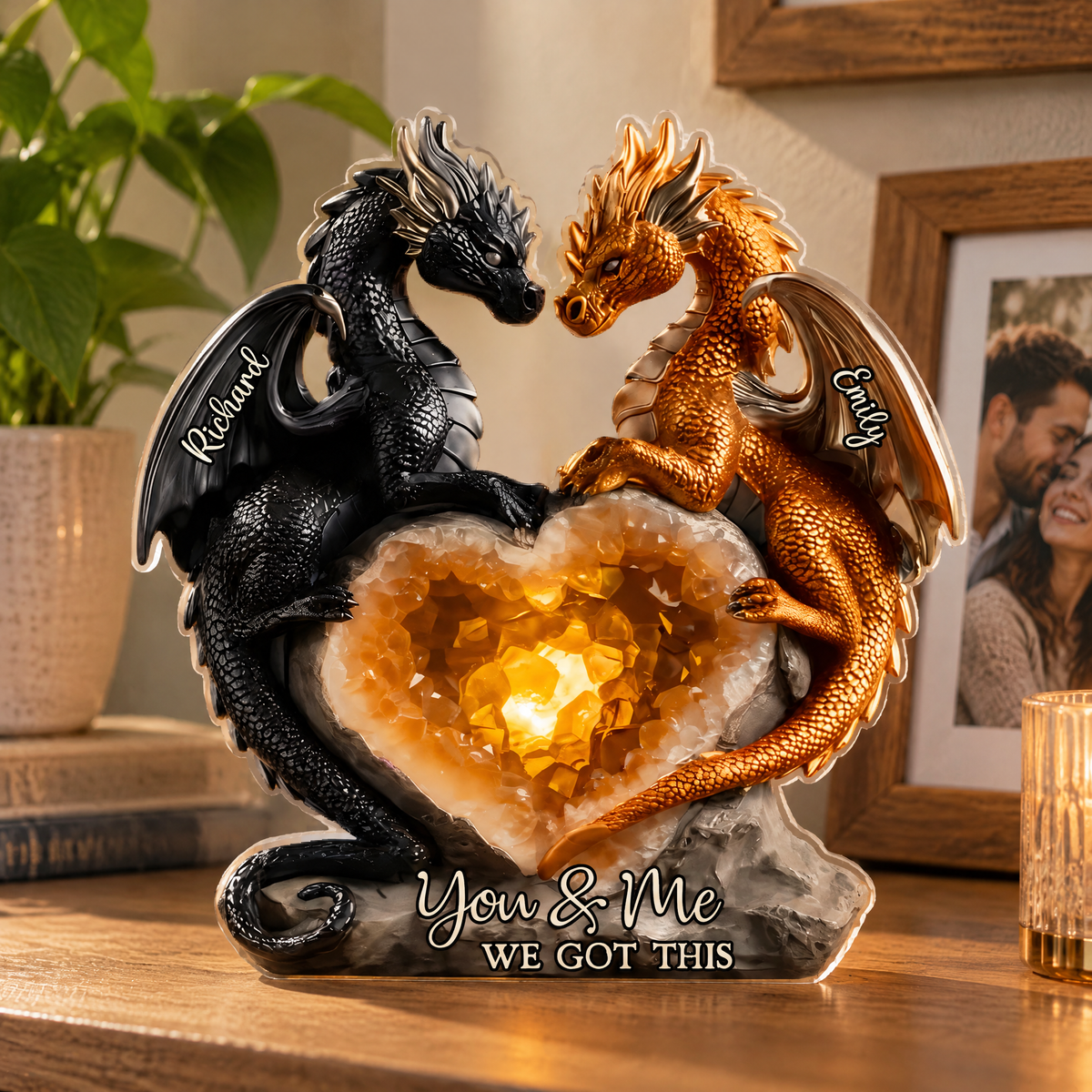 You &amp; Me, We Got This- Personalized Acrylic Plaque, Custom Dragon Home Decor,  Couple Gift