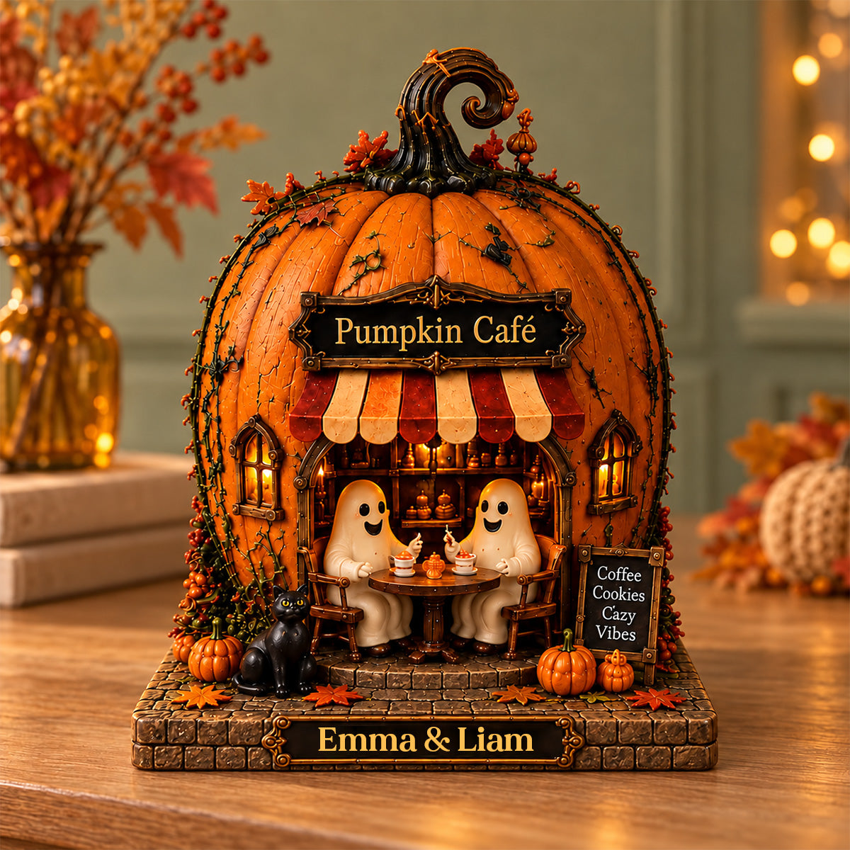 Pumpkin Coffee - Personalized Acrylic Plaque, Custom Charming Halloween Pumpkin House Decor