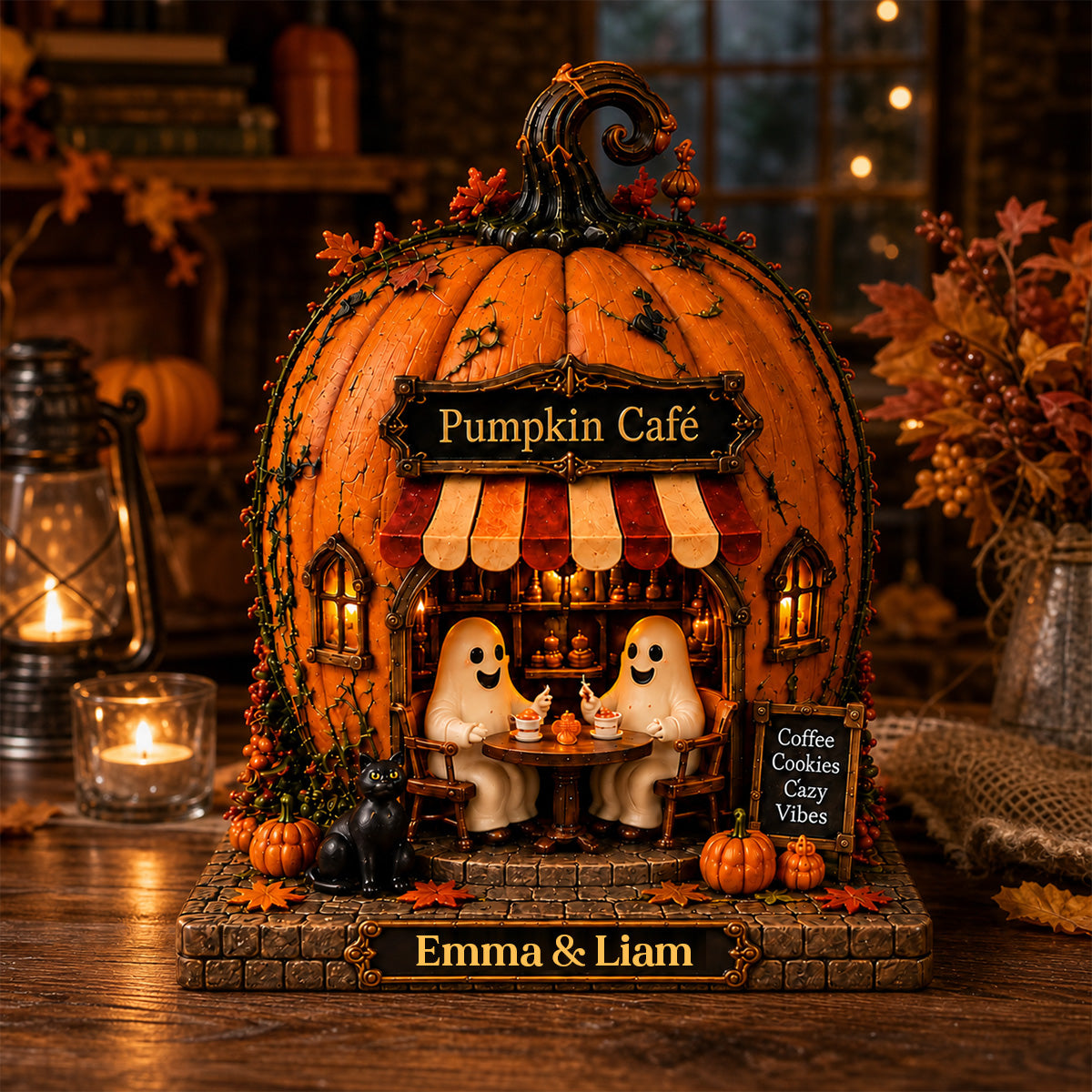 Pumpkin Coffee - Personalized Acrylic Plaque, Custom Charming Halloween Pumpkin House Decor