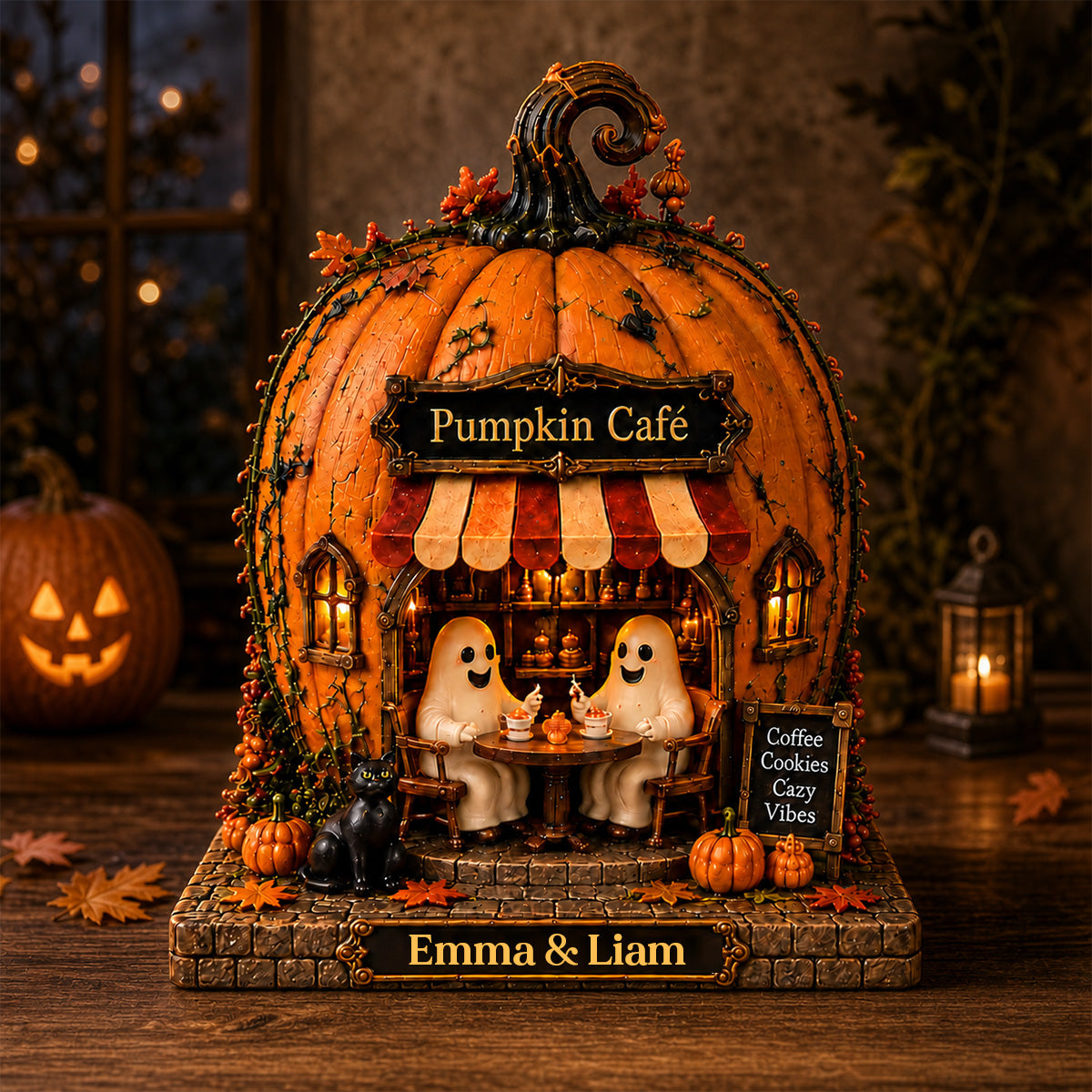 Pumpkin Coffee - Personalized Acrylic Plaque, Custom Charming Halloween Pumpkin House Decor