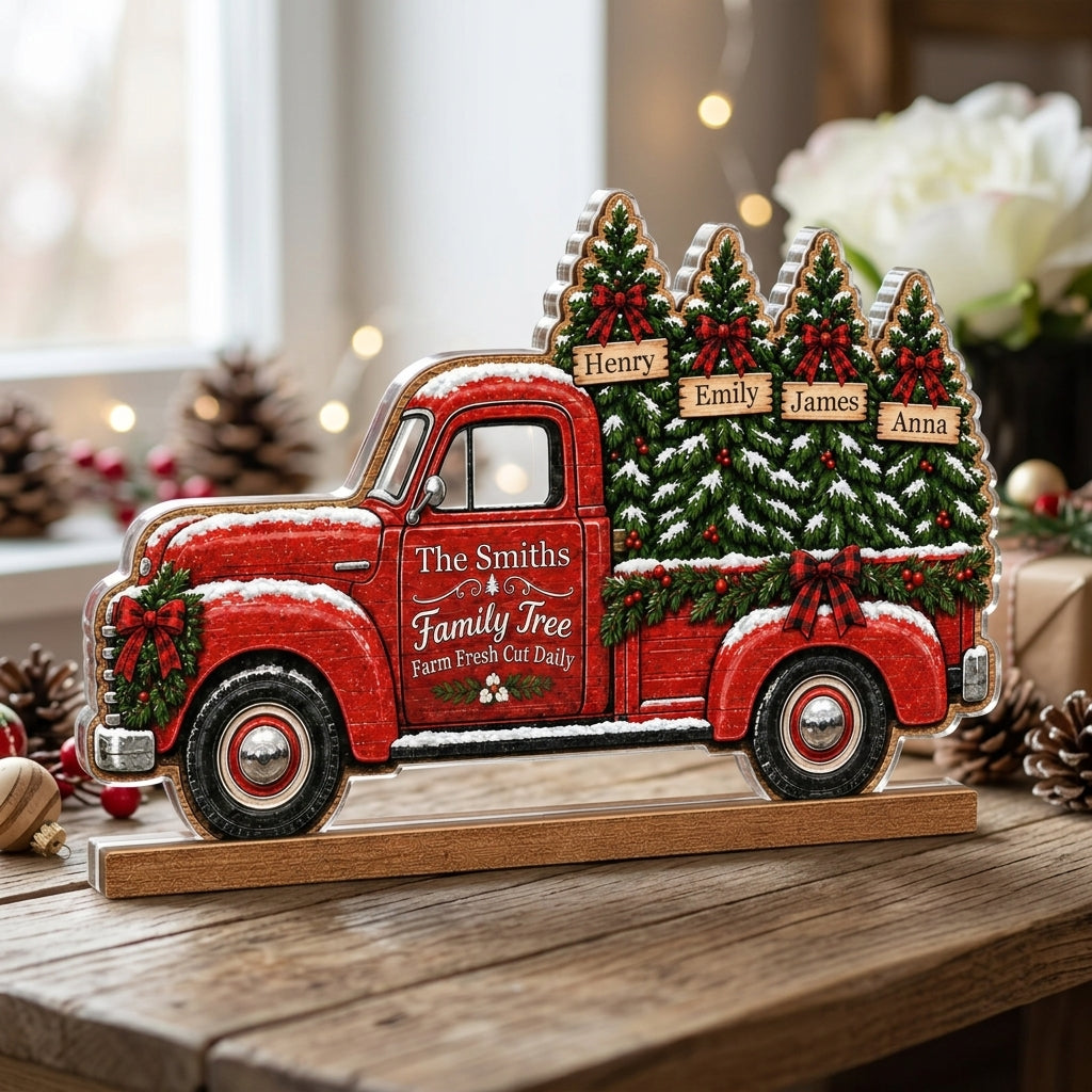 Family Tree Farm - Personalized Acrylic Plaque, Family Tree Farm Christmas