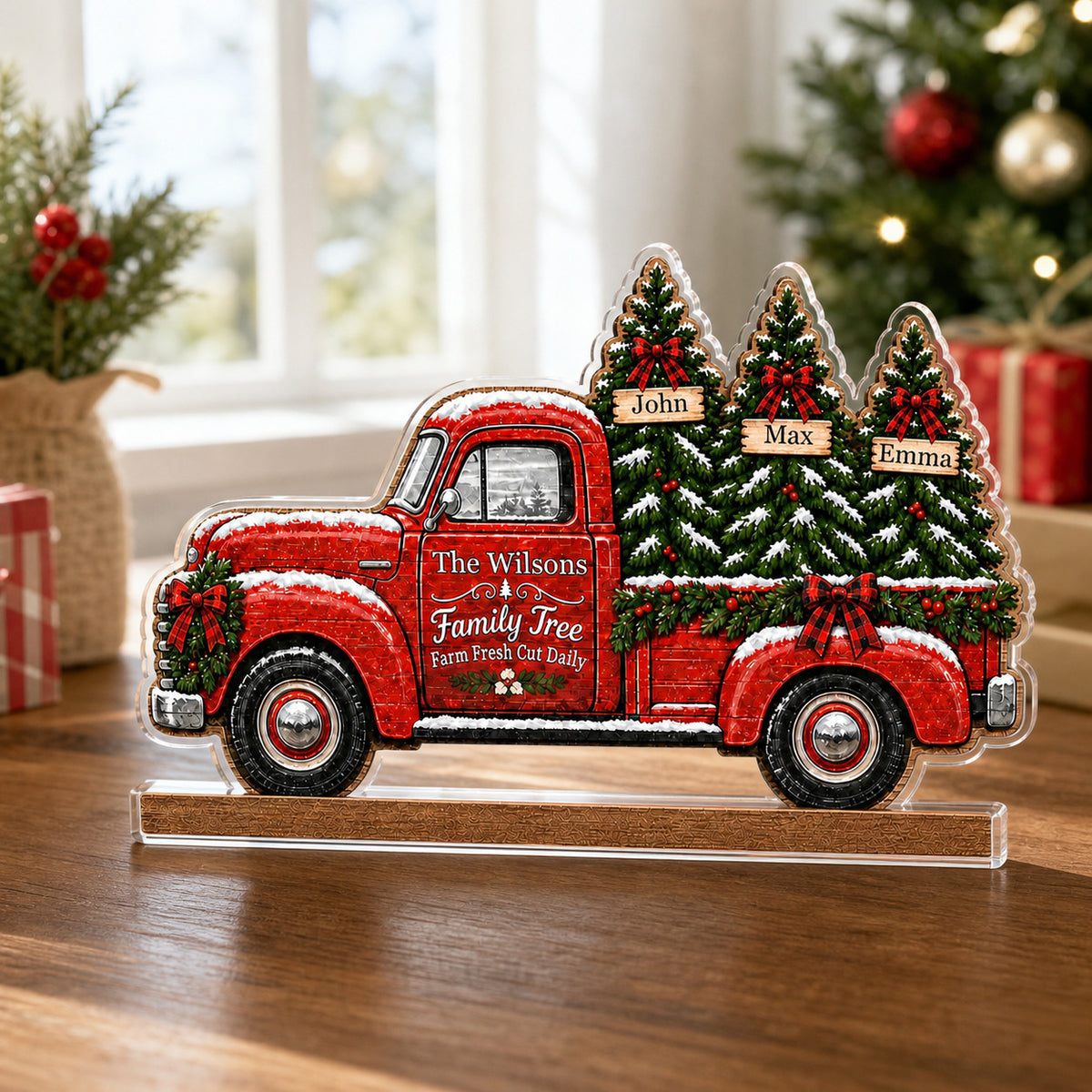 Family Tree Farm - Personalized Acrylic Plaque, Family Tree Farm Christmas