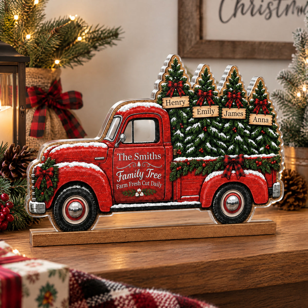 Family Tree Farm - Personalized Acrylic Plaque, Family Tree Farm Christmas