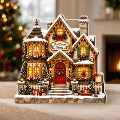 Cozy House In Christmas - Personalized Acrylic Plaque,  Christmas House Decor, Custom Family Name House Keepsake